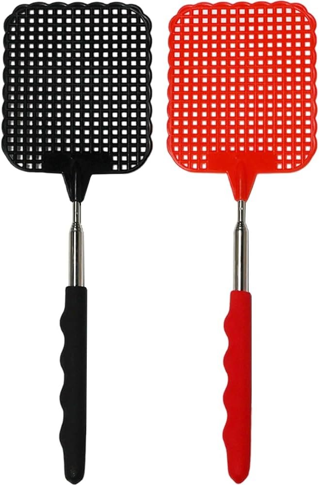 2 X Extendable Telescopic Fly Swatters Pack Of 2 Strong 75CM Pest Control Fly Mosquito Wasp Bug Insect Swat
