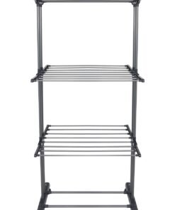 Alternative view of Airer Clothes Drying Rack,4-Tier Grey Foldable Clothes Hanger Adjustable Large Stainless Steel Garment Laundry Racks for Indoor Outdoor with Foldable Wings