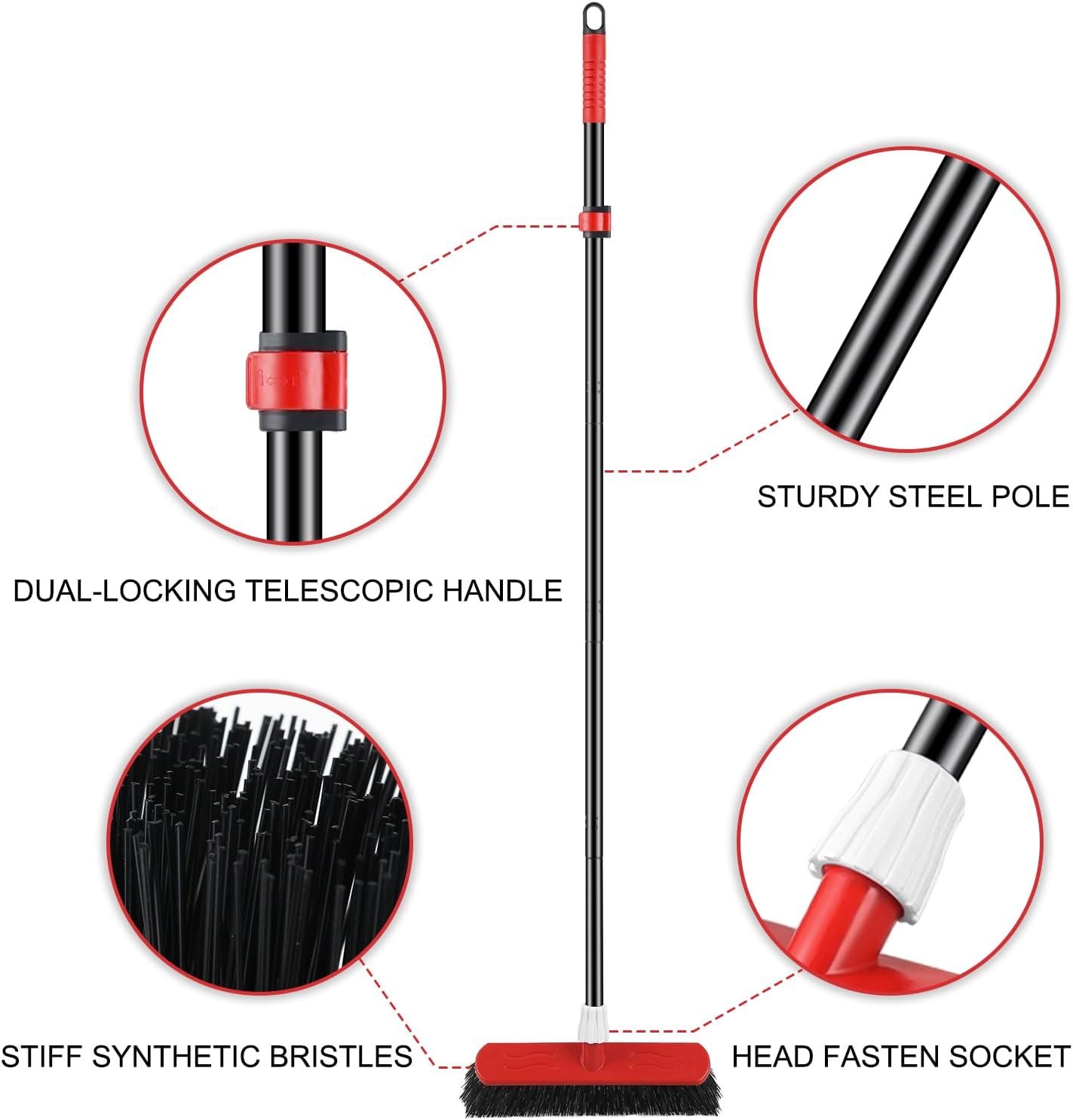 Hard Yard Brush with Long Handle for Cleaning Decking Patio(57IN) - Image 4