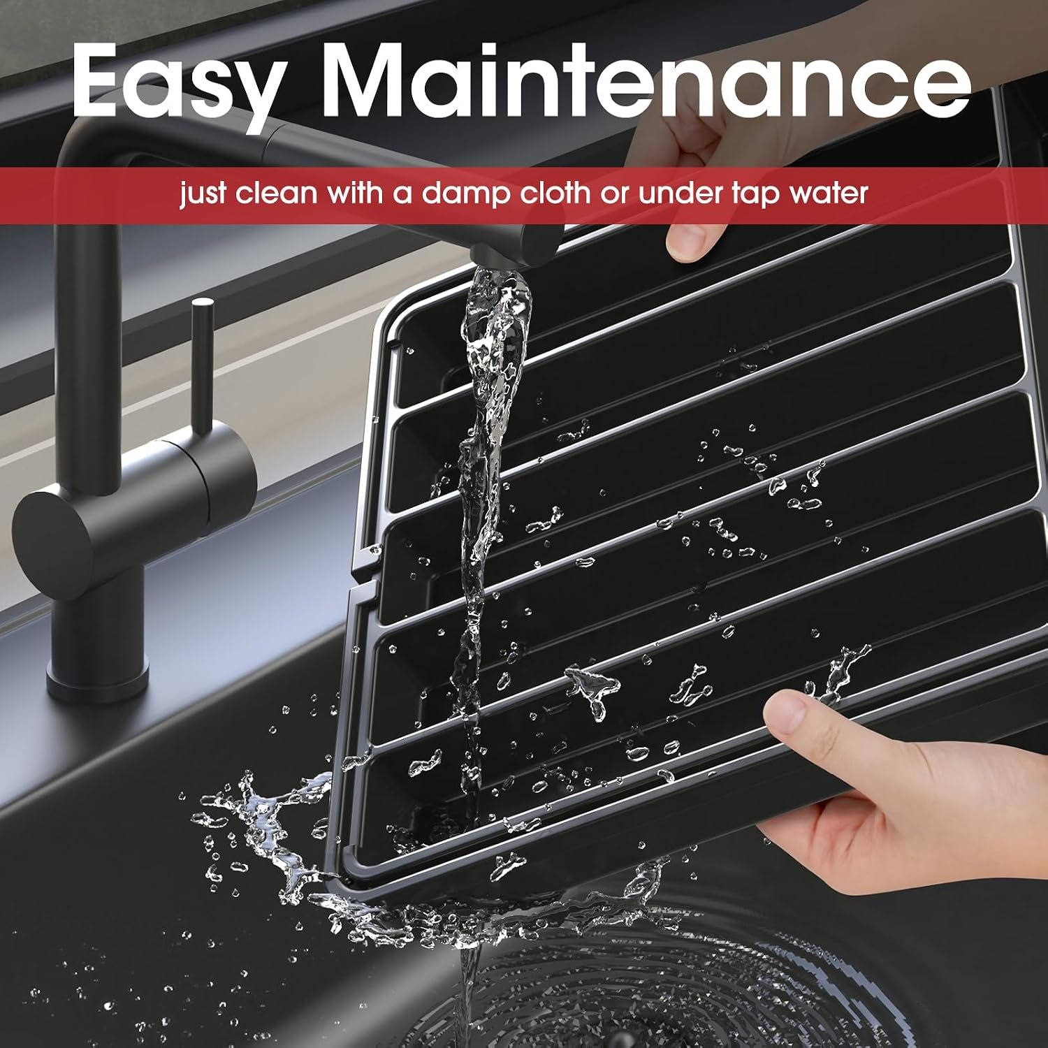 Expandable Kitchen Drawer Storage Organiser, Adjustable Cutlery Tray, Multipurpose Utensil Organisation for Forks, Knives, Black, 34 x 4 x 26~50 cm - Image 6