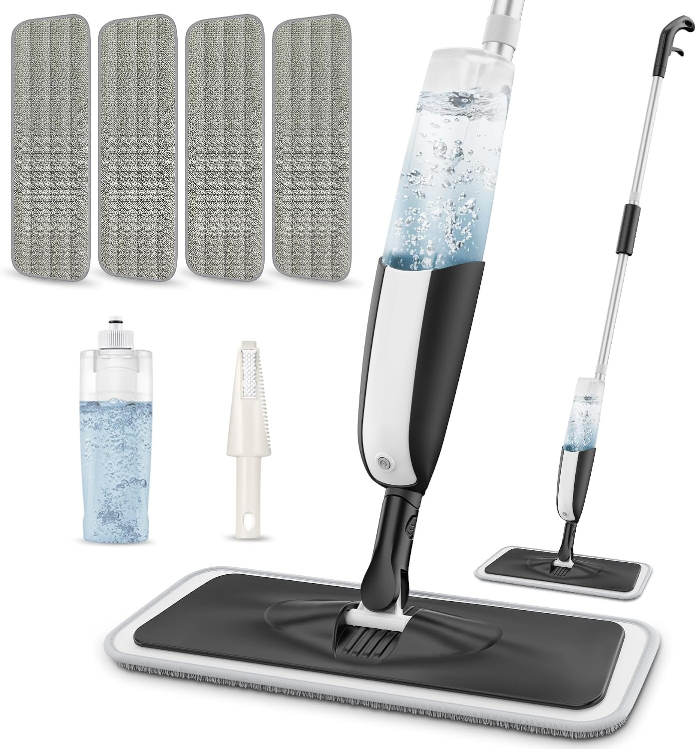 Spray Mops for Floors Cleaning Wet Dry Dust Wood Floor Mop with Refillable Bottle & 4pcs Reusable Washable Pads for Home Commercial HardWood Laminate Wood Vinyl Tile Ceramic