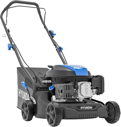 16" / 40cm Petrol Lawnmower, 139cc 4-Stroke Engine, Hand Push, 7 Cutting Heights 25-75mm, 40L Grass Bag - 3 Year Warranty