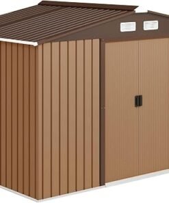 9 x 6 ft Metal Garden Shed Waterproof Galvanised Light Brown
