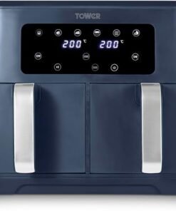 8.5L Dual Basket Air Fryer with Dual Cook Function, 2400W, Midnight Blue & Chrome