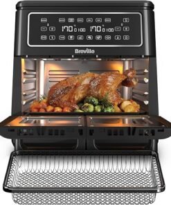 24L Air Fryer Oven With Rotisserie Large XXL Digital Knob 1800W 10 in 1 airfryer Countertop Convection Mini Toaster Oven electric and grill, Stainless steel inner, Full Accessory Set