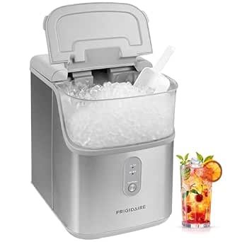 Chewable Nugget Ice Maker, Compact, 33lbs per Day, Metallic Finish