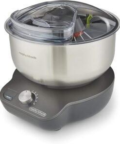 MixStar Compact Stand Mixer, Dual Rotating Beaters, Whisks & Dough Hooks, Built in Storage, Easy Clean, Dishwasher Safe, Open Top Design, Grey