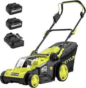 Cordless Lawn Mower with 2×4.0Ah Battery, 45L Collection Bag