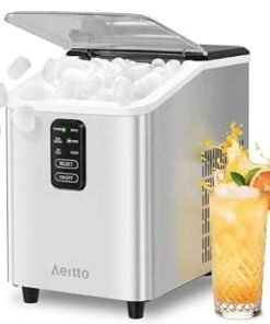 Countertop 26lbs/24H, Ice Machine 8 Ice Cubes Ready in 6 Mins, 2 Sizes of Bullet Ice Portable Ice Makers with Basket & Scoop, Auto Self-Cleaning for...