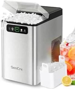 Countertop 40Lbs/24H Soft Chewable Ice Machine Pellet Crushed Ice Makers, One-Click Operation Auto Self-Cleaning Stainless Steel with Scoop for Home Kitchen...