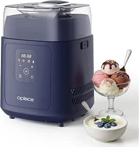 Cream Maker (1.0Qt), No Pre-Freezing, Automatic Yogurt Maker, Gelato Sorbet Frozen Yogurt Soft Serve Machine, Compact Vertical Design for Home Kitchen(Blue)