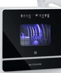 Dishwasher, 9 Programs, 167℉ High-Temp, 360° 3 Spray, 24H Timing, Hot Air Drying, Air Refresh, Baby-Care, LED Light, 5.2L Built-in Water Tank for...