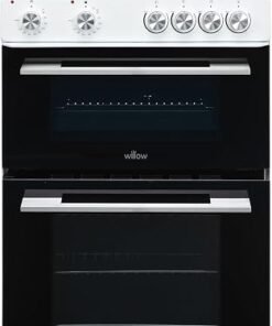60cm Electric Cooker with Ceramic Hob, Twin Cavity, 31L Electric Grill, Freestanding - White