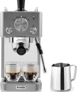 Espresso Machine | Integrated Milk Frother | Compact Coffee Maker for CappuccinosLattes & More | 15 Bar Pump | Silver...