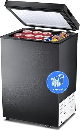 Feet Chest Freezer, Small Deep Freezer for Home, Black