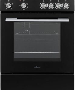 68L Freestanding Electric Single Cavity Cooker with 4 Ceramic Hobs, Oven Light, Control Knobs, Easy Clean - Black