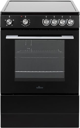 68L Freestanding Electric Single Cavity Cooker with 4 Ceramic Hobs, Oven Light, Control Knobs, Easy Clean - Black