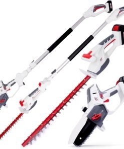 -in-1 Cordless Hedge Trimmer & Chainsaw Set - 20V Battery Powered Electric Pole Saw & Hedge Cutter for Garden Tree Trimming - Includes Battery & Charger and 2.5m Telescopic Pole Extension