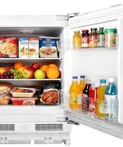 Integrated Under Counter Fridge, Reversible Door, Direct Cooling, Led Light, Mechanical Temperature Control, Adjustable Levelling Legs, Removable Glass...