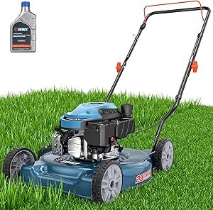 Lawn Mower, 144 cc Gas Powered Lawnmower, 4-Cycle Engine Walk-Behind Push Lawn Mowers, 3 Cutting Height, Lightweight,for Garden Yard