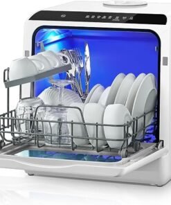 Table Top Dishwasher, Mini Countertop Dishwasher W/ 6 Programs, Delayed Start Function and Air Drying Function, and 5L Built-in Water Tank, No Installation Needed