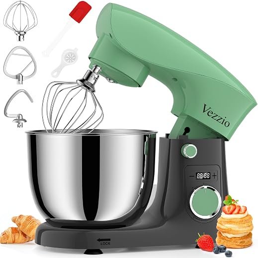 Small Stand Mixer,1500W 10-Speed Food Mixers For Baking, 5.5L Dough Mixer,Easy to use and Lightweight,Food Mixer For Baking,Cake And Most Home Cooks(Silver)