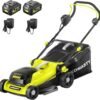 Mower 16" Cordless Battery Powered Mower, 2 in 1 Mulching Lawnmower with 5-Position Height Adjustment 10.6 Gallon Bag, Small Push Lawn Trimmer, 2X4.0Ah Battery...