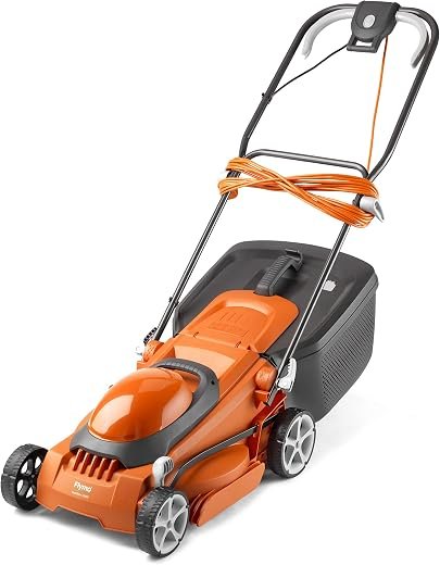 Electric Lawn Mower, Orange and Grey, 38cm Cutting Width