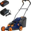 Mower with 15'' Cutting Deck and Foldable Handle, Quiet Electric Mower with Charger