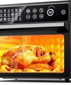 30L Air Fryer Oven with Rotisserie, 1800W, 18 in 1 Presets Dual-Cook Function XXXL Air Fryer, 360°Hot Air Circulation Technology/Digital Knob/LED Touch Panel/Timer & Temperature Control, 7 Accessories