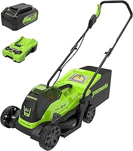 Push Lawn Mower, 4.0 Ah Battery and Charger