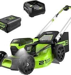 Push Lawn Mower, 5.0 Ah Battery and Charger