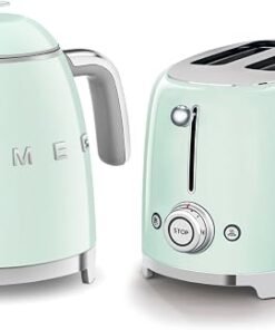 50’s Style Retro Range Breakfast Set, 0.8L 1400W Mini Kettle and Multi-Functional Control 2-Slice 950W Toaster