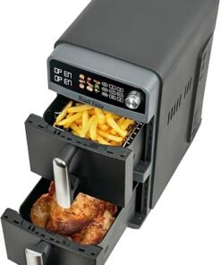 10L Double Stack Air Fryer with Dual Basket & 2 Drawers – 2400W Dual Air Fryer for Even Heating with 4 cooking levels | 9-in-1 Modes, Sync&Match, Shake Reminder，Large for Family Capacity