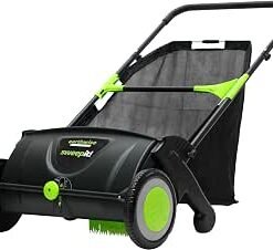 Width Leaf & Grass Push Lawn Sweeper, Black