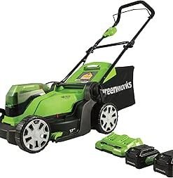 x 2) 17in Push Lawn Mower, (2) 4.0 Ah Batteries Kit