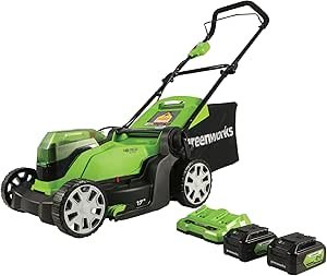x 2) 17in Push Lawn Mower, (2) 4.0 Ah Batteries Kit