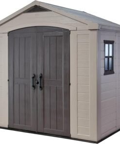 Factor 8 x 6 ft Outdoor Storage Shed, Beige/Brown Garden Shed